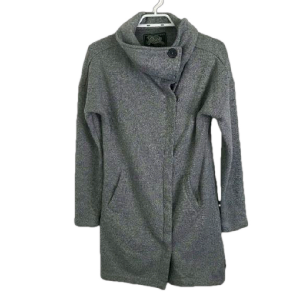 Roots Jersey Fabric Grey Snap-Button Coat Women's Size S